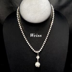 Weiss Clear Rhinestone Choker Necklace, Wedding Necklace, 1950s Vintage Jewelry